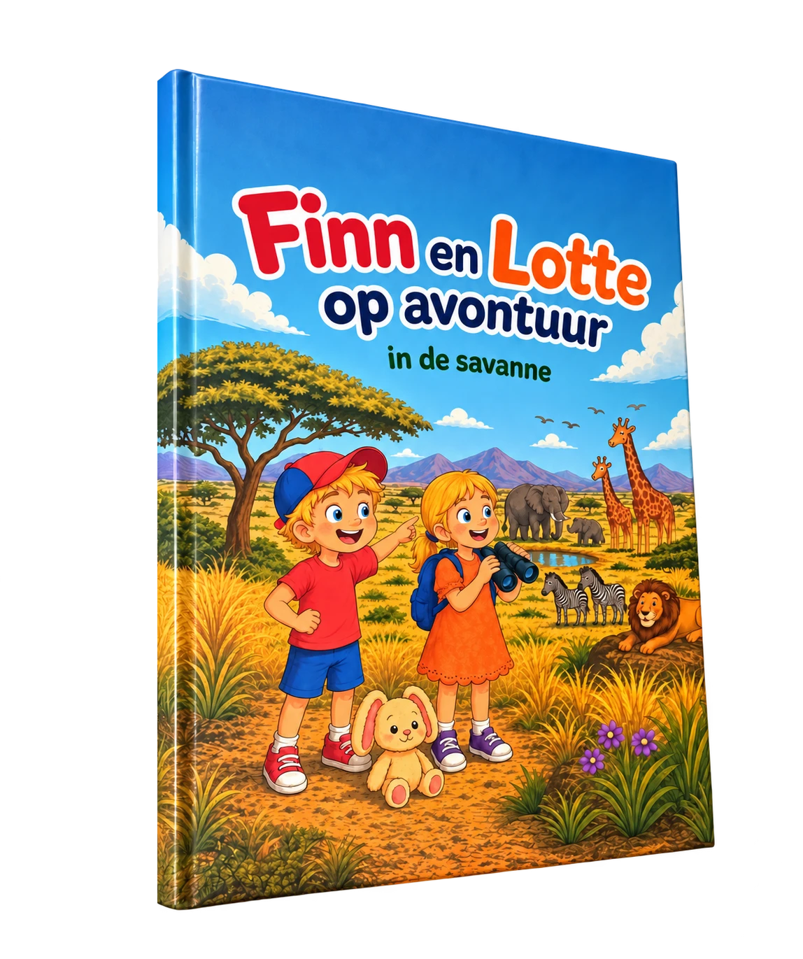 Het hardcoverboek Finn en Lotte op avontuur in de savanne